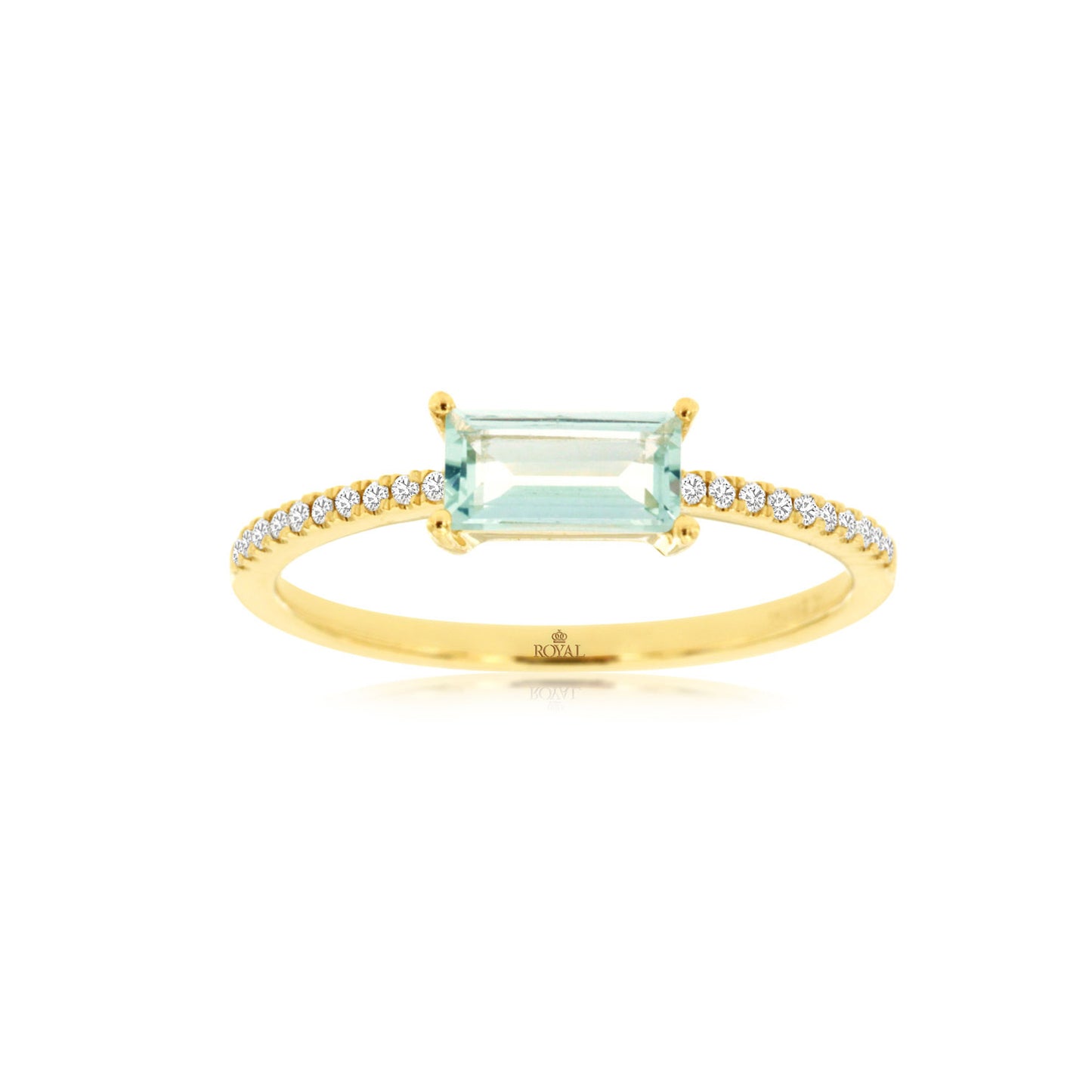 14K Yellow Gold Green Amethyst & Diamond Ring