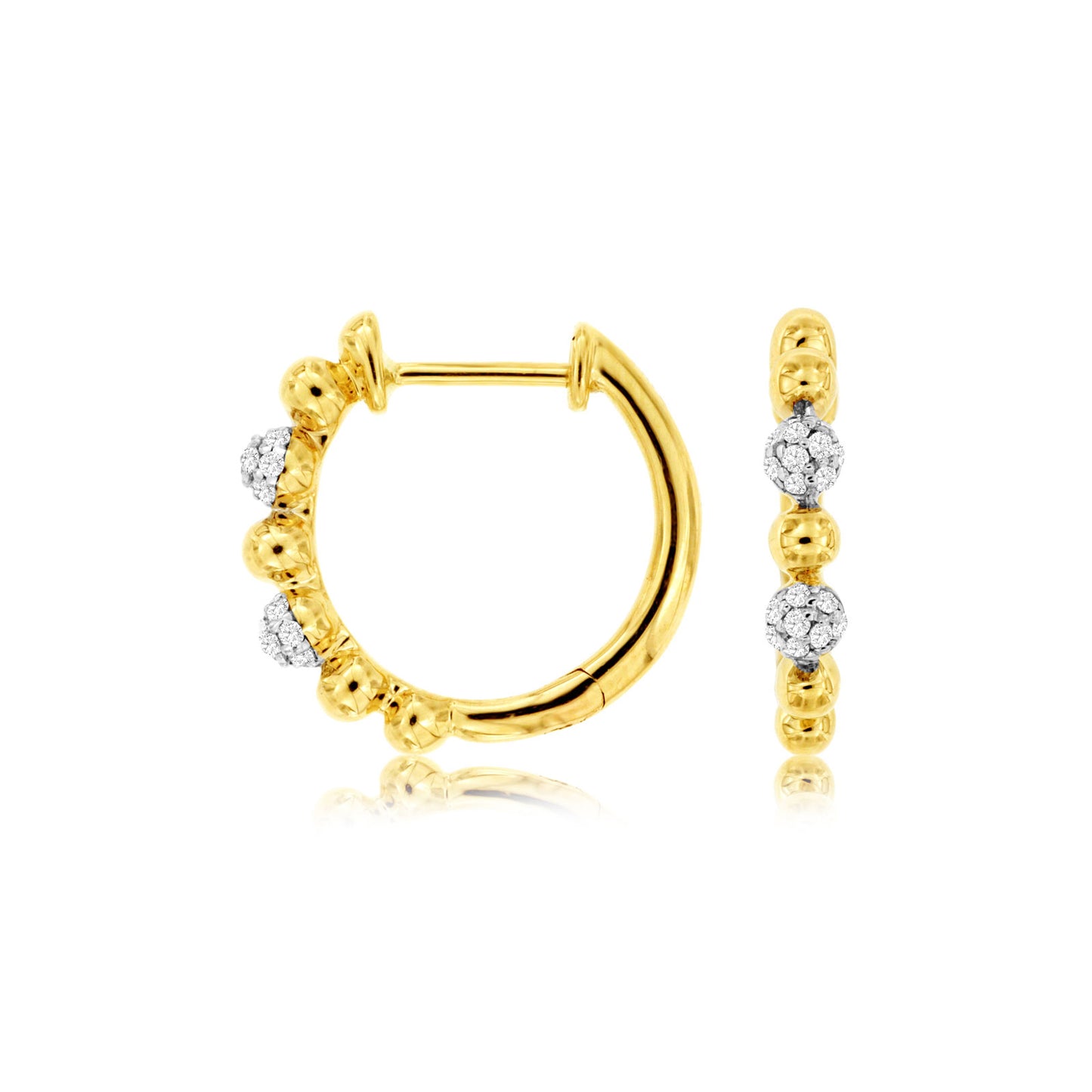 14K Yellow Gold Petit Diamond Hoop Earrings