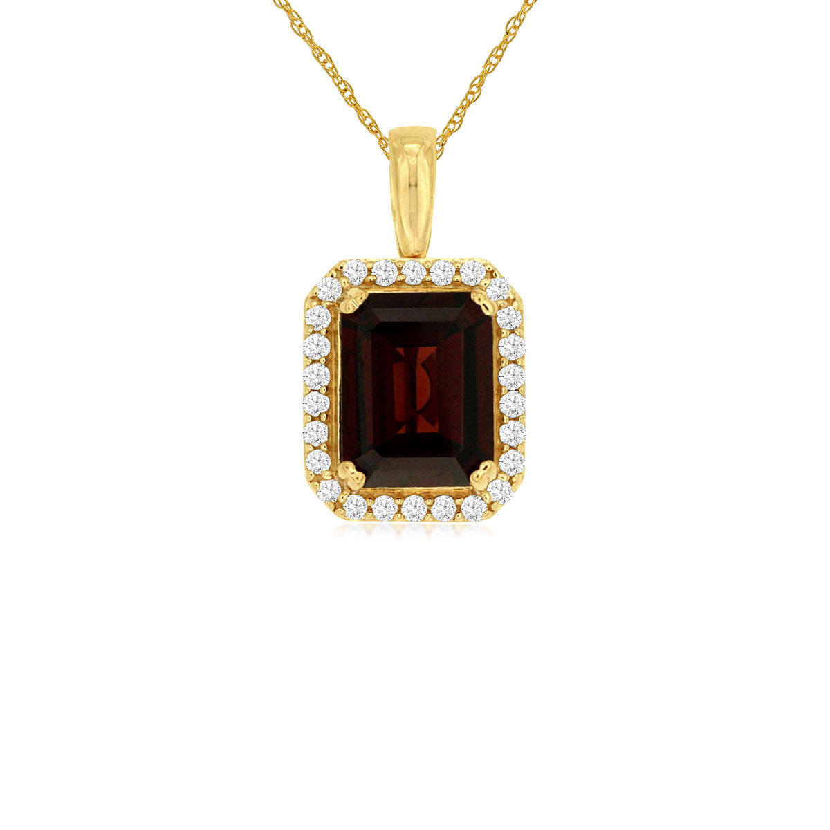 14K Yellow Gold Garnet & Diamond Pendant