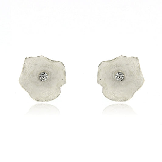 Mysterium Collection Sterling Petal & CZ Earrings (Med)
