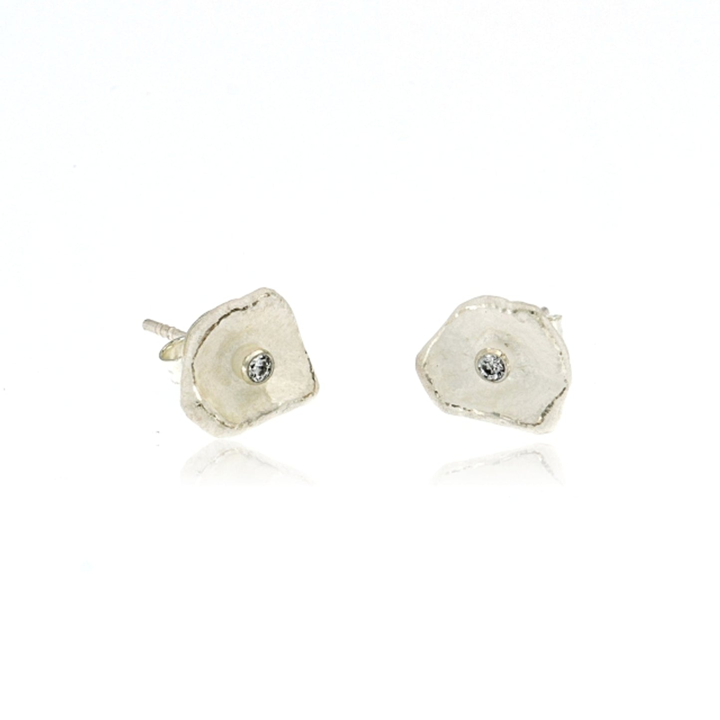 Mysterium Collection Sterling Petal & CZ Earrings (Sm)