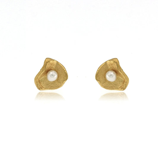Mysterium Collection Vermeil Petal & Pearl Earrings (Sm)