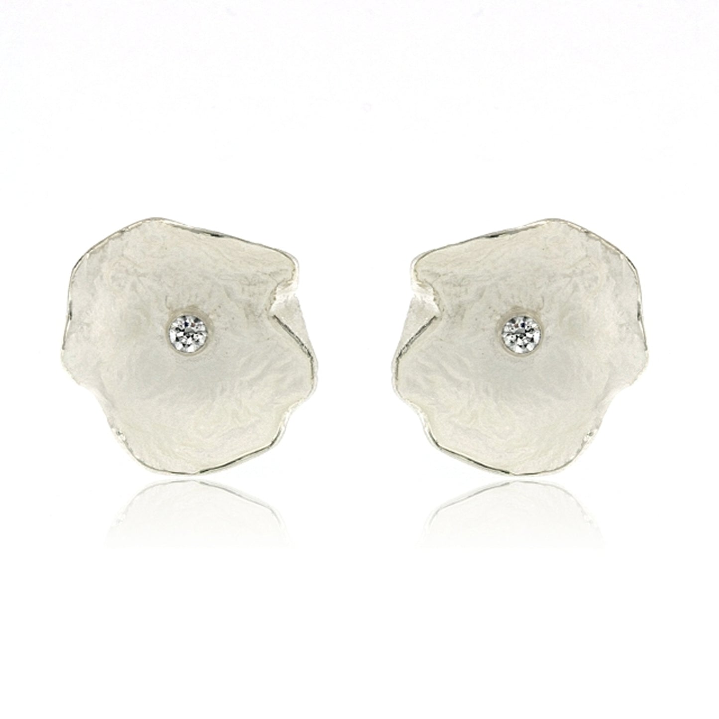 Mysterium Collection Sterling Petal & CZ Earrings (Lg)