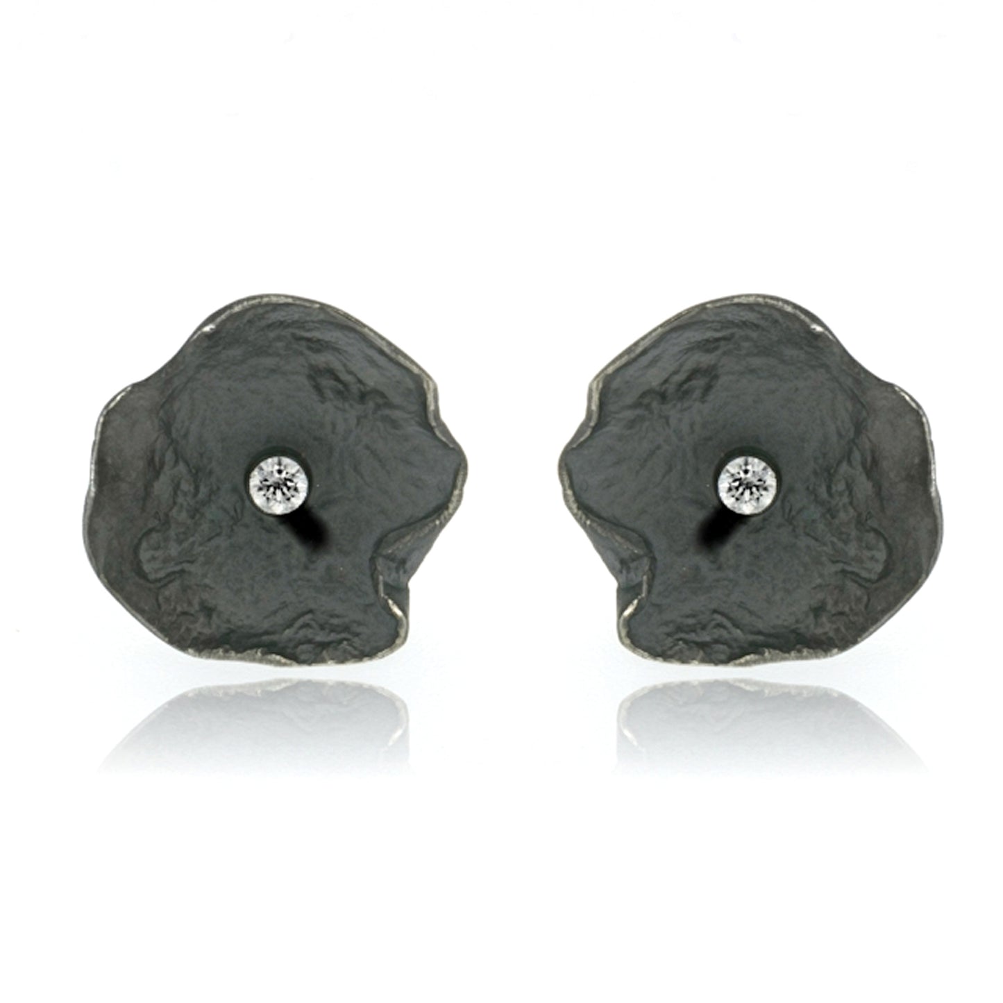 Mysterium Collection Oxidized Petal & CZ Earrings (Lg)