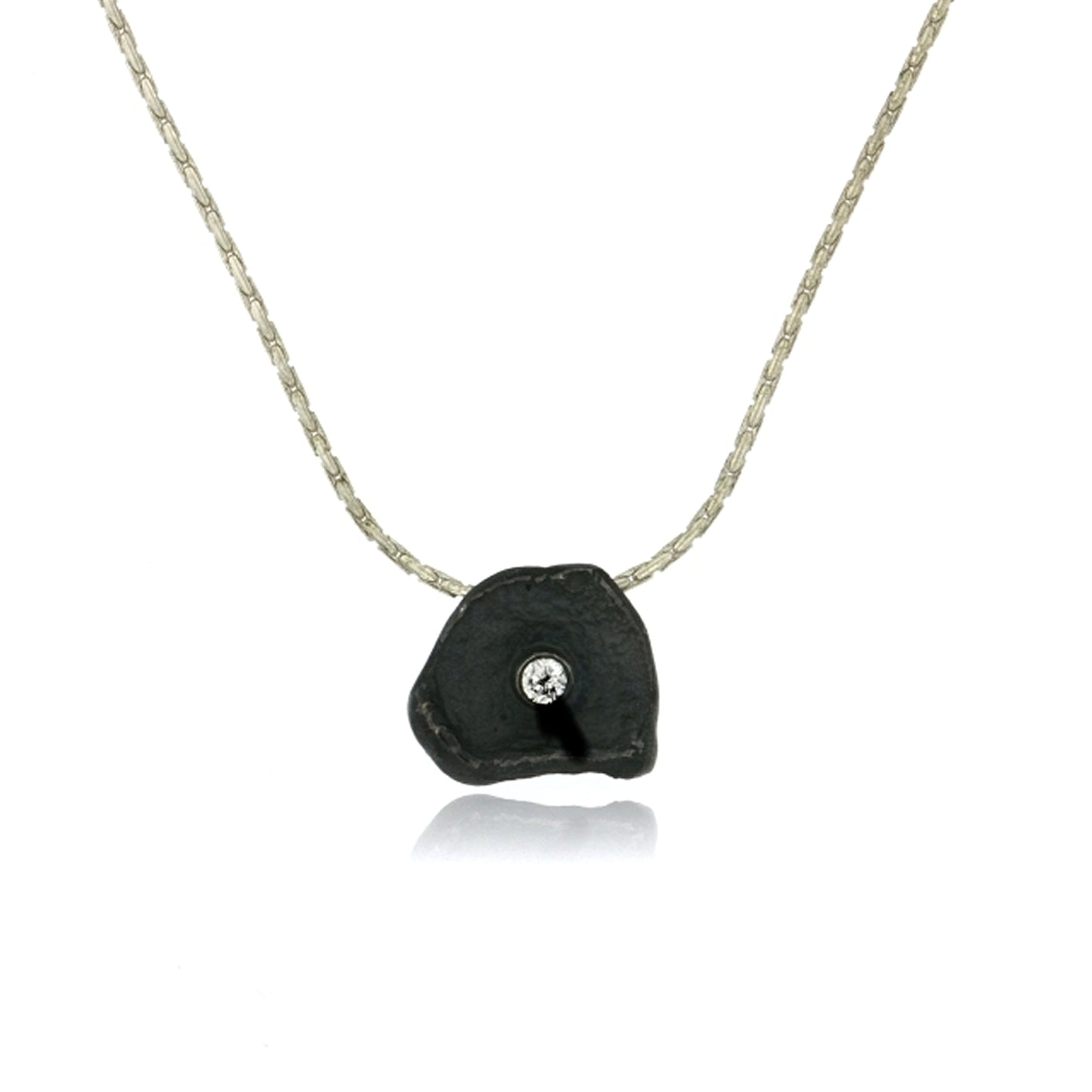 Mysterium Collection Sterling Petal with CZ Necklace (Sm)