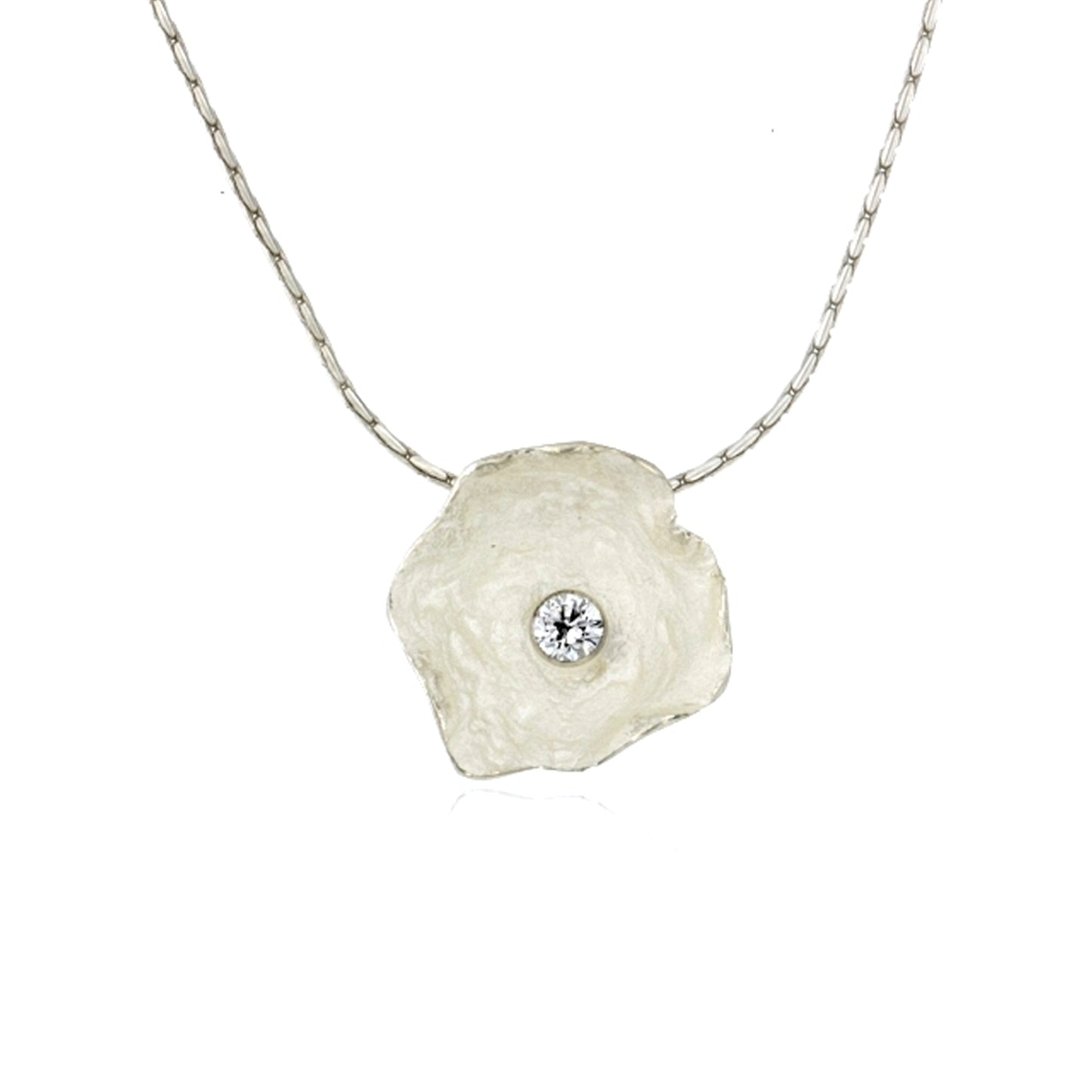 Mysterium Collection Sterling Petal & CZ Necklace (Med)