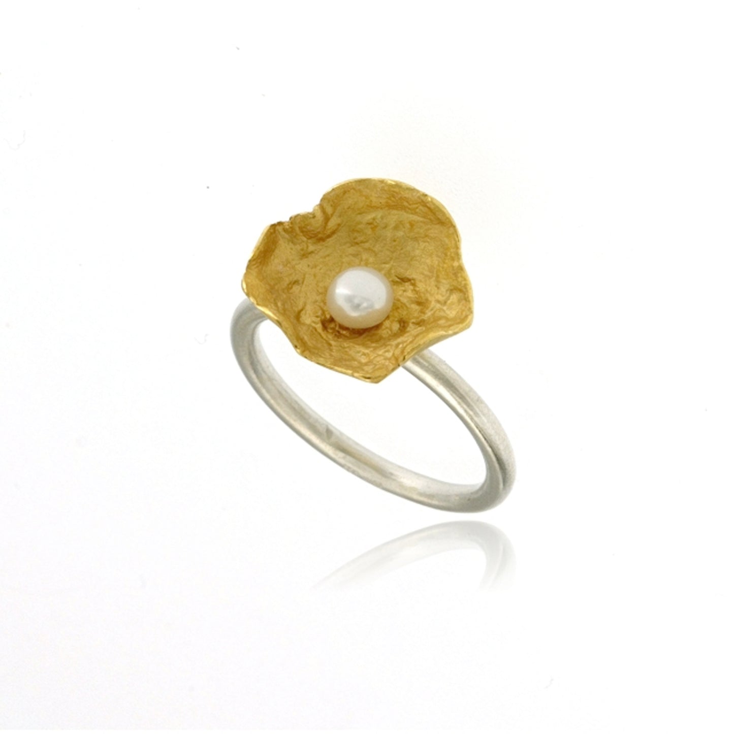 Mysterium Collection Vermeil Petal & Pearl Ring (Med)