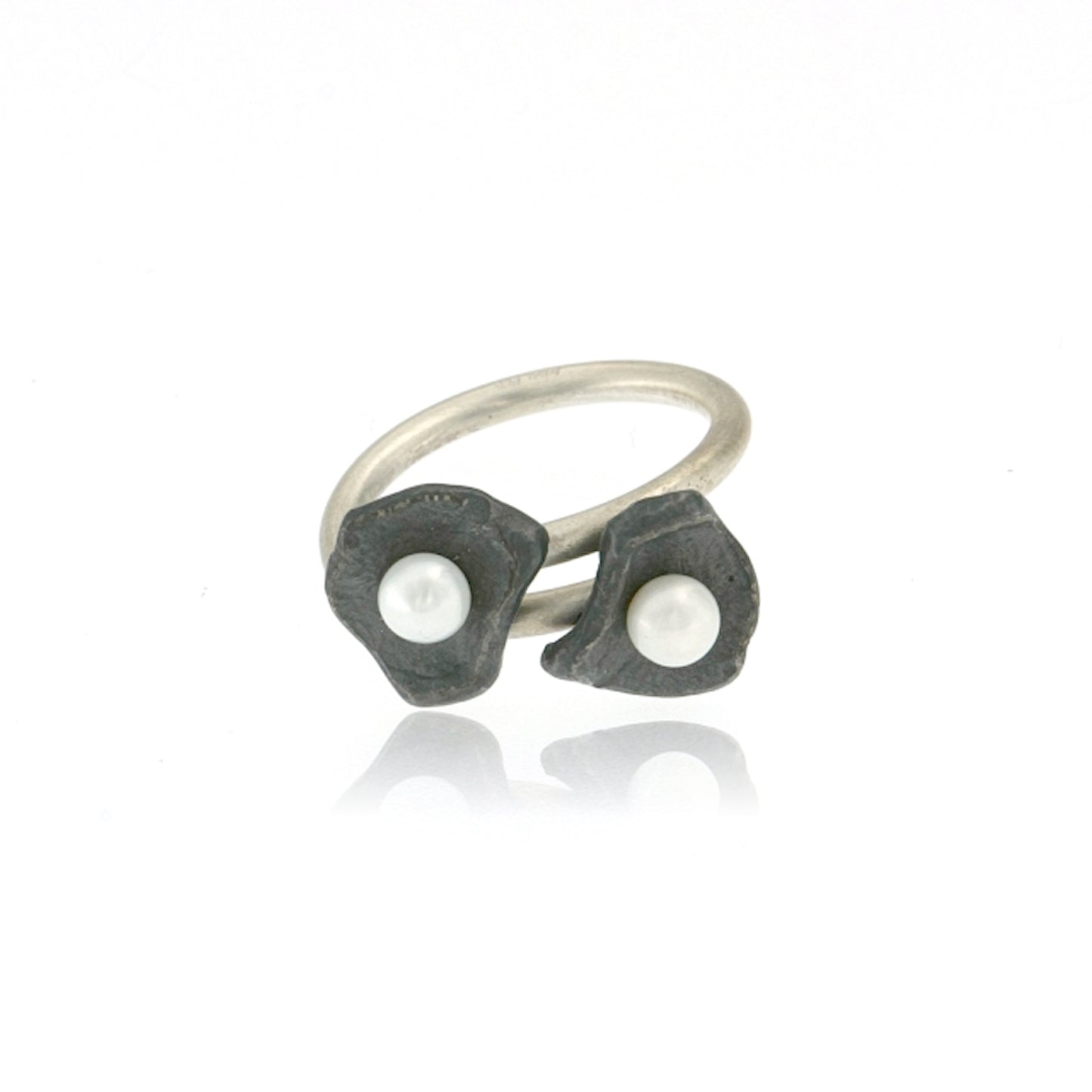 Mysterium Collection Oxidized Sterling Silver Petal Ring