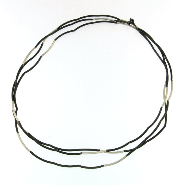 Mysterium Collection Long Oxidized Sterling Tube Necklace