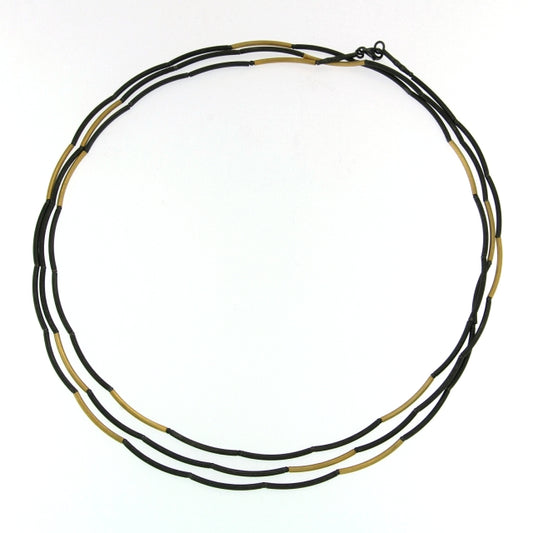Mysterium Collection Long Black & Gold Tube Necklace