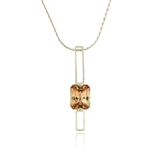 Mysterium Collection Champagne CZ Rectangle Necklace