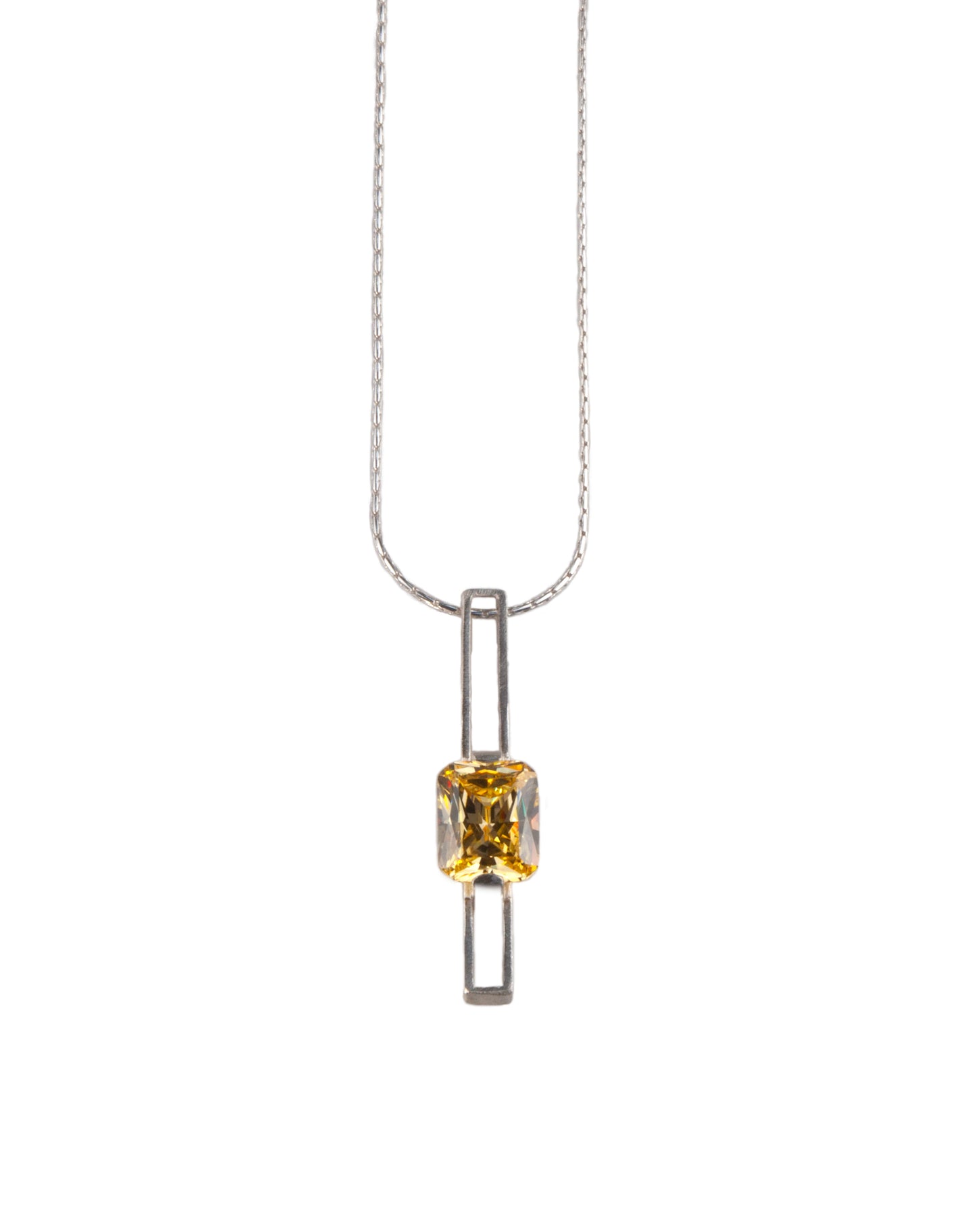 Mysterium Collection Sterling Silver Pendant Yellow Cubic Zirconia Pendant