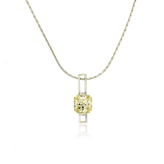 Mysterium Collection Sterling Silver Pendant Yellow Cubic Zirconia Pendant