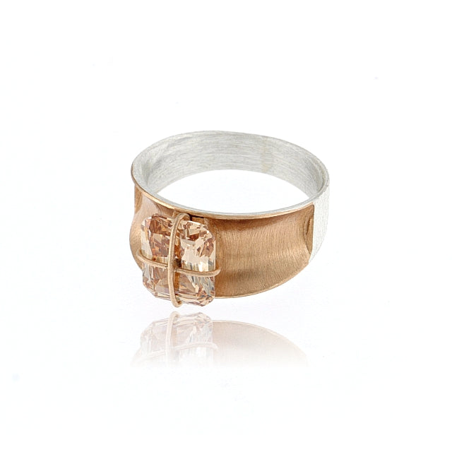 Mysterium Collection Champagne Cubic Zirconia "Gift Wrap" Ring