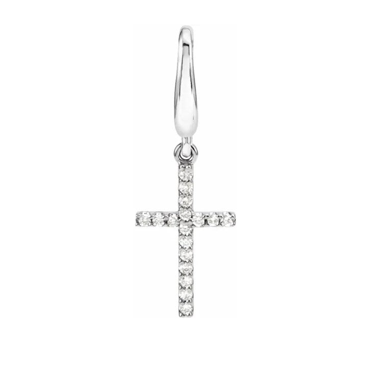 14K White Gold Petite Diamond Cross Necklace