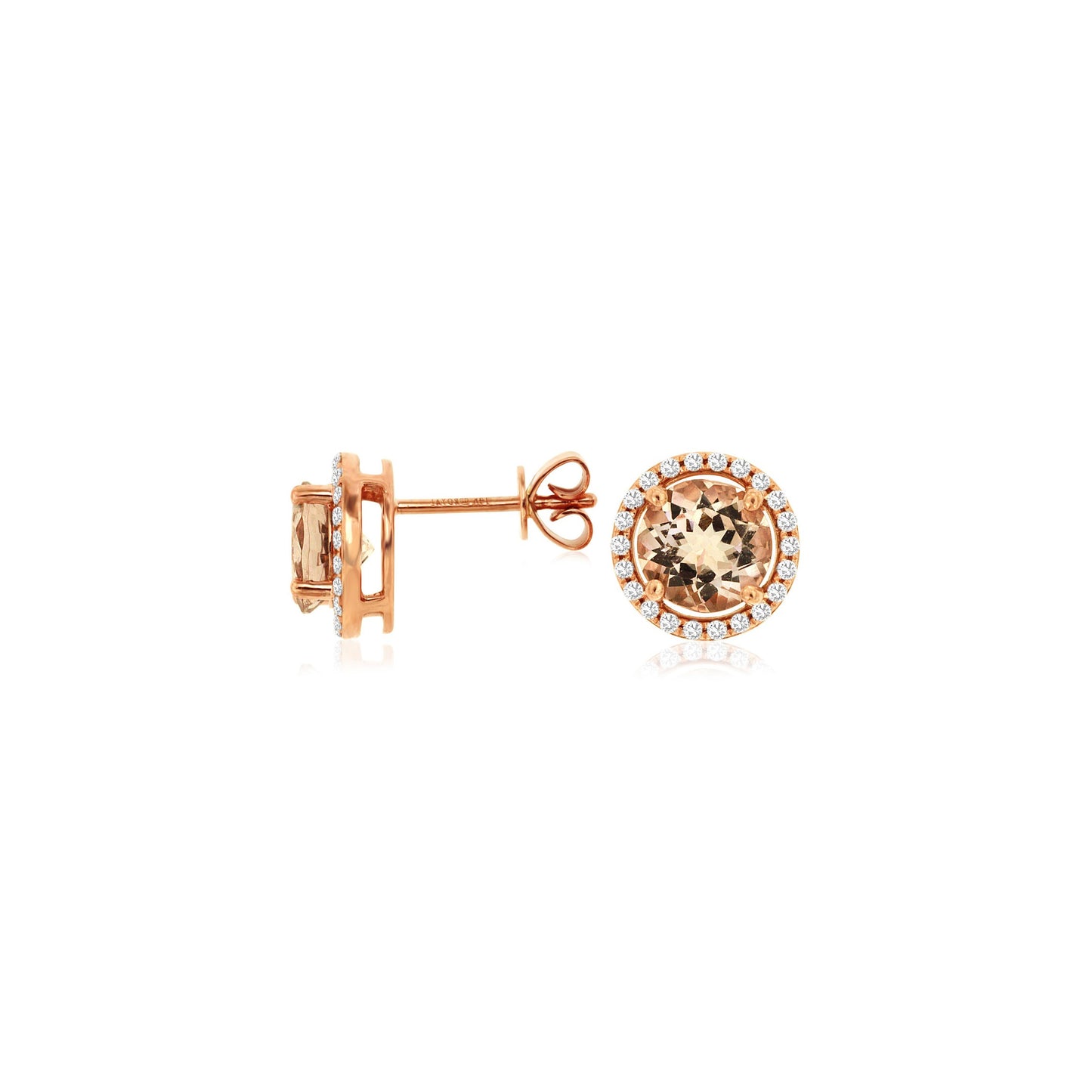 14K Rose Gold Morganite & Diamond Earrings
