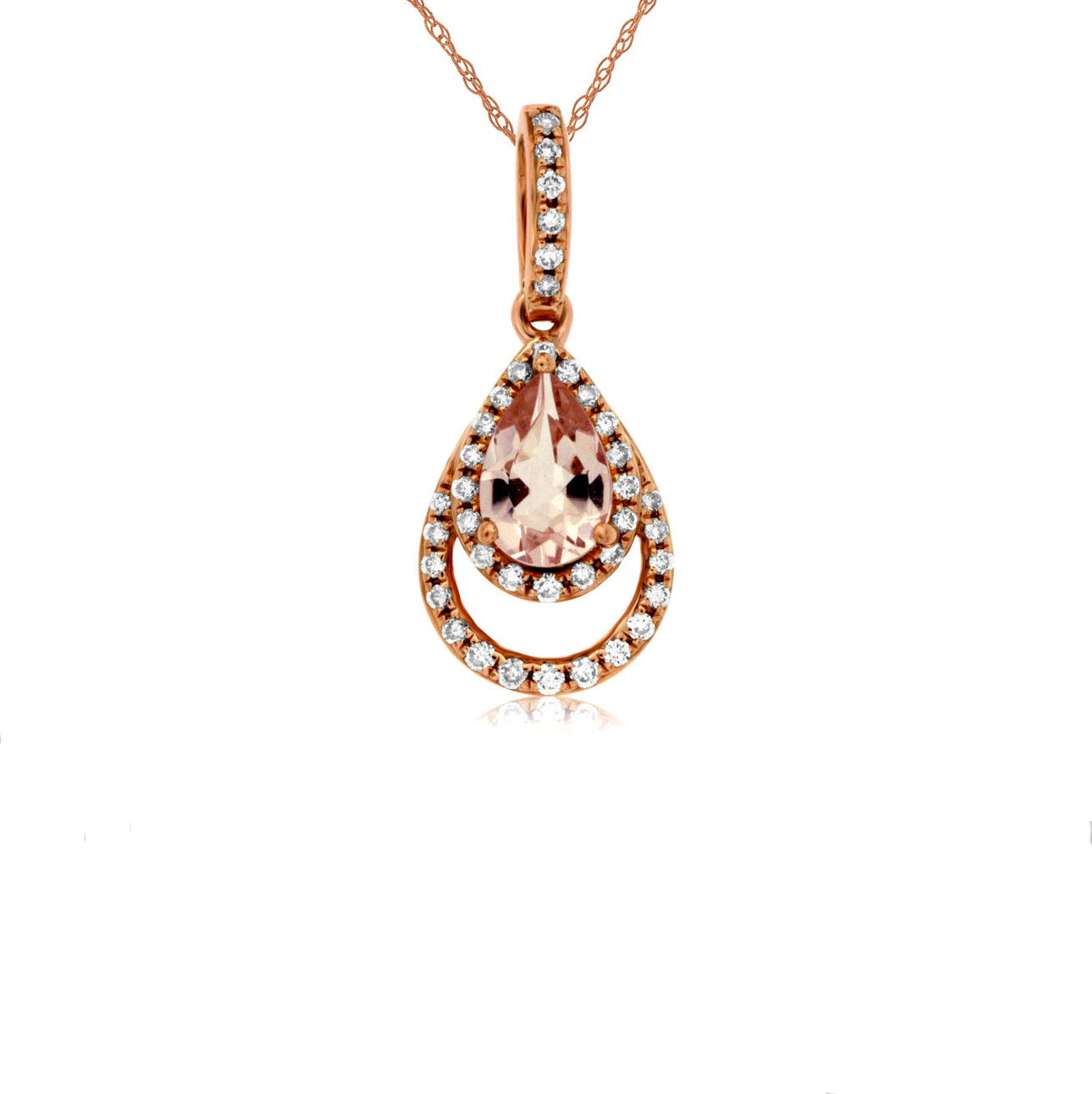 14K Rose Gold Morganite & Diamond Pendant