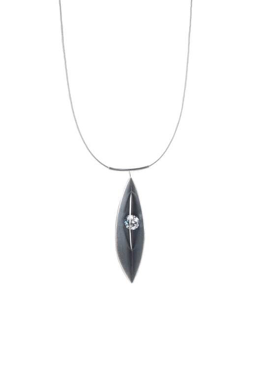 Mysterium Collection Oxidized Sterling Silver Leaf Pendant