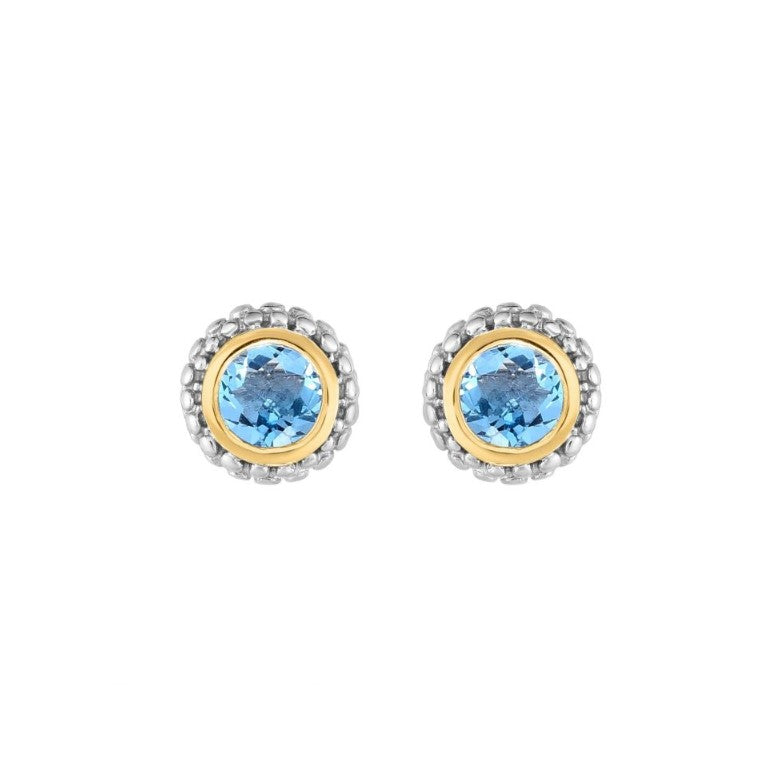 Phillip Gavriel Collection Sterling Silver & 18K Gold Blue Topaz Earrings