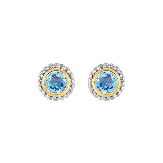 Phillip Gavriel Collection Sterling Silver & 18K Gold Blue Topaz Earrings