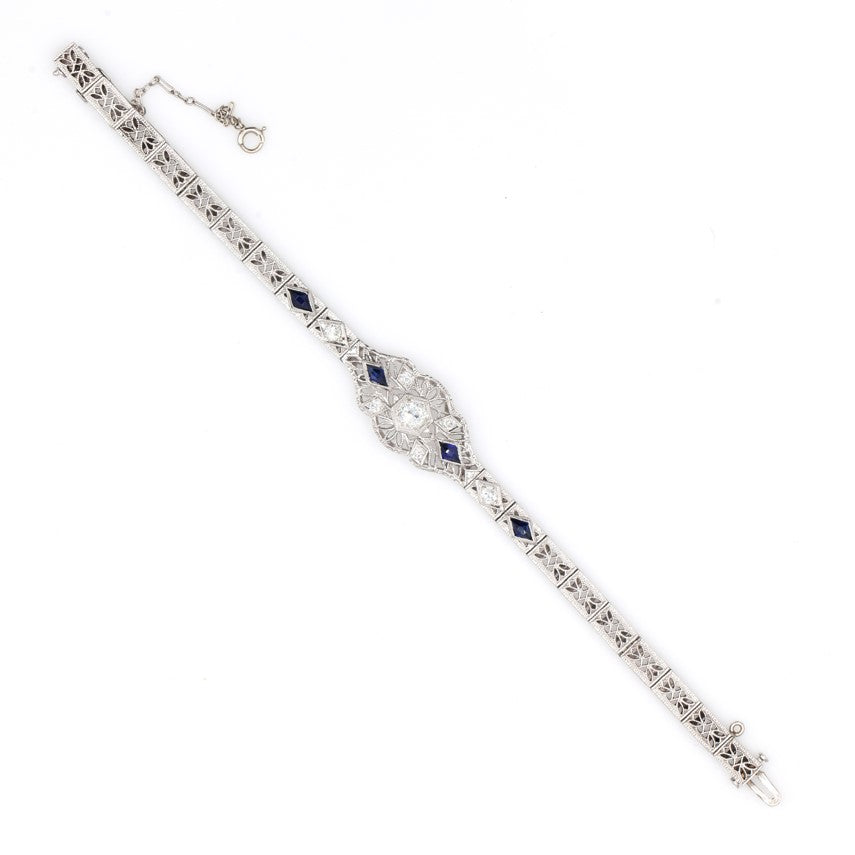 Estate Collection Art Deco Diamond & Sapphire Bracelet
