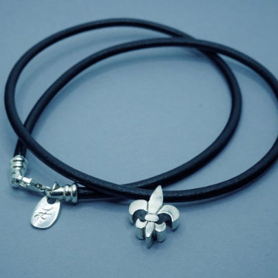 Tim & Mabel Royal Fleur de Lis Leather Cord Necklace