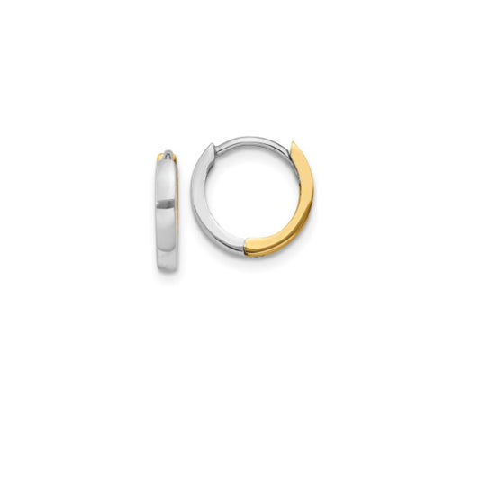 14k  Gold Two-Tone Round Small Hoop Earrings