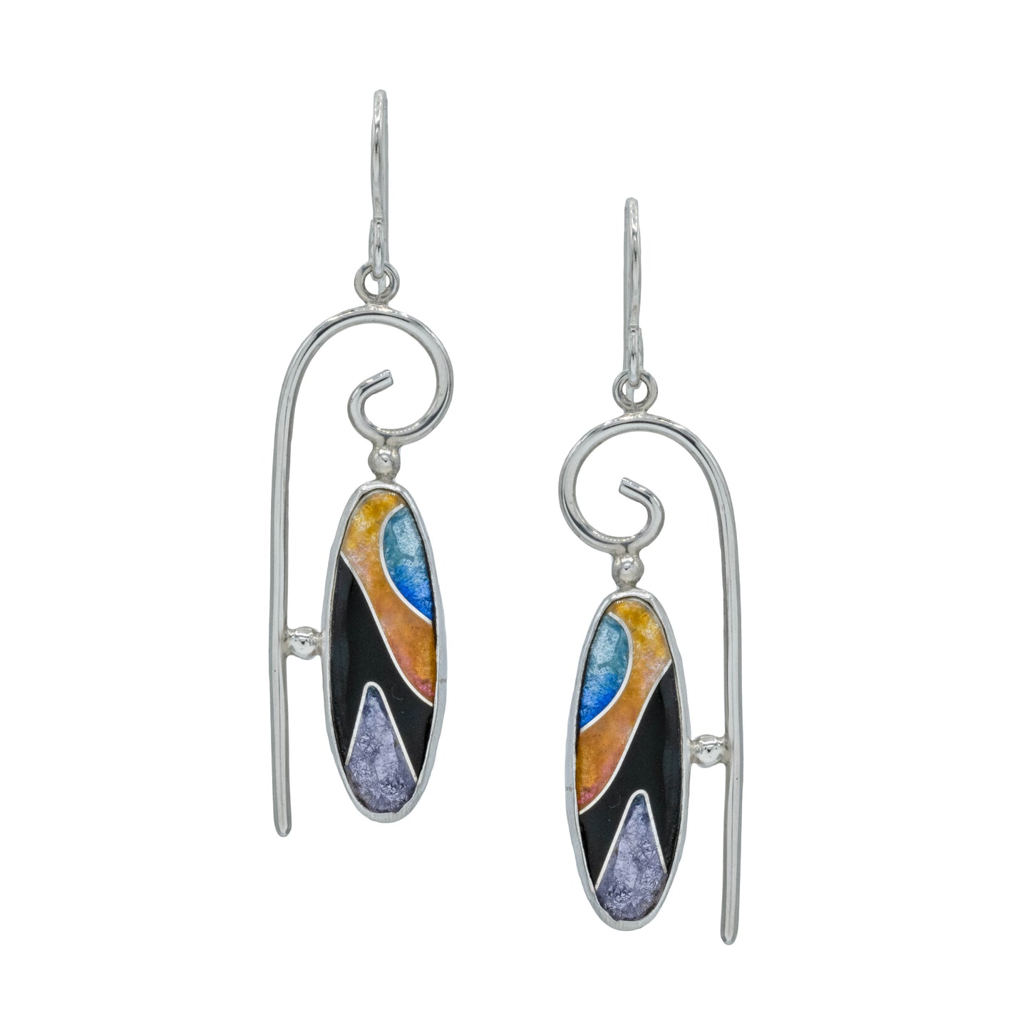 Vitrice McMurry Sterling Silver Cloisonne Earrings