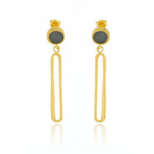 Mysterium Collection Vermeil & Oxidized Oval & Dot Earrings