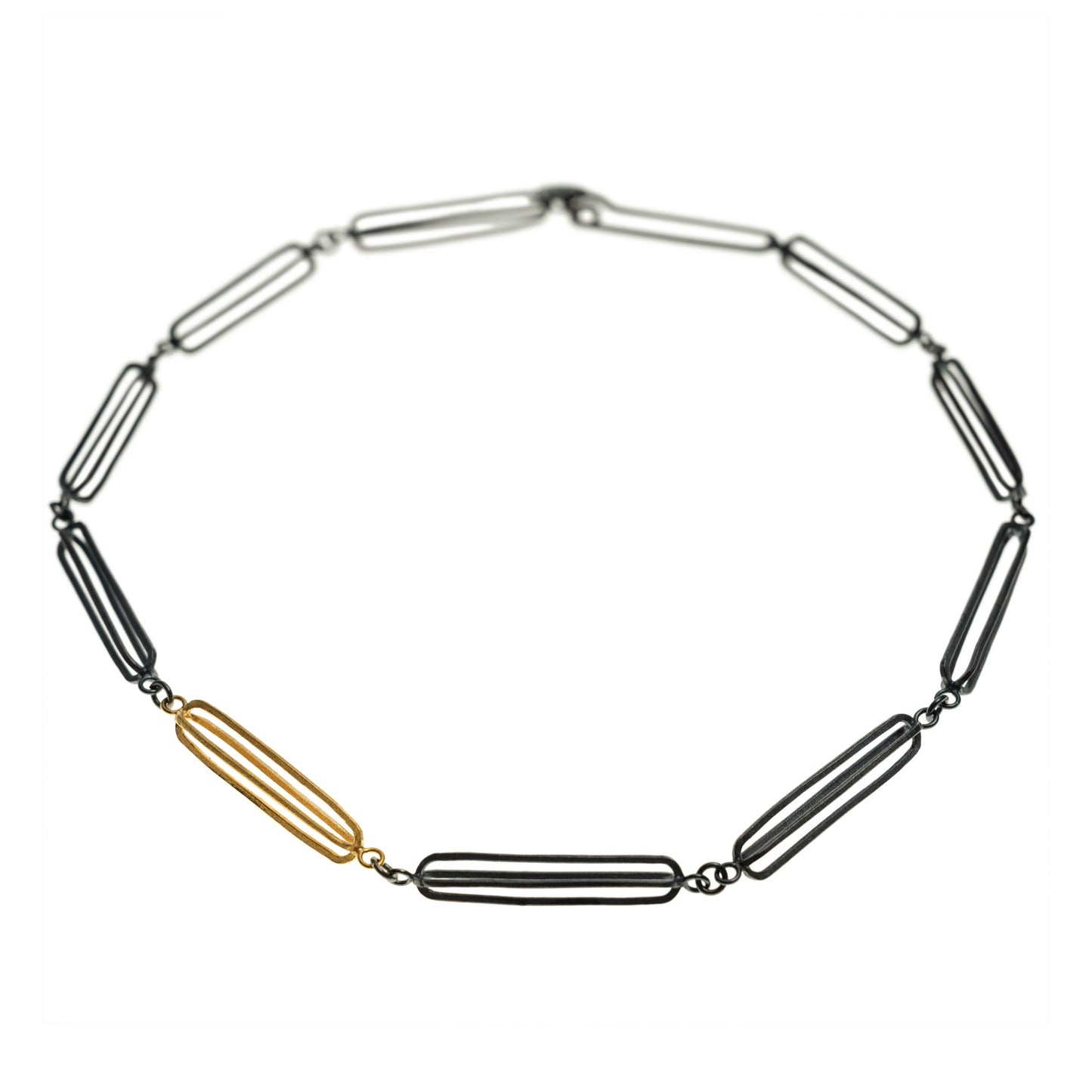 Mysterium Collection Vermeil & Oxidized Silver Linked Oval Necklace