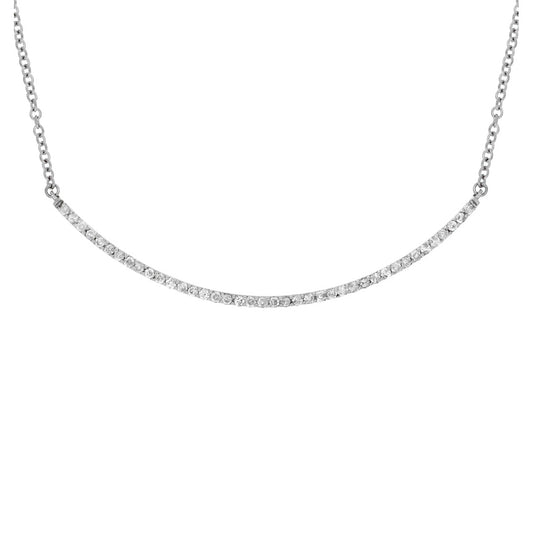 14K White Gold Diamond Curved Bar Pendant