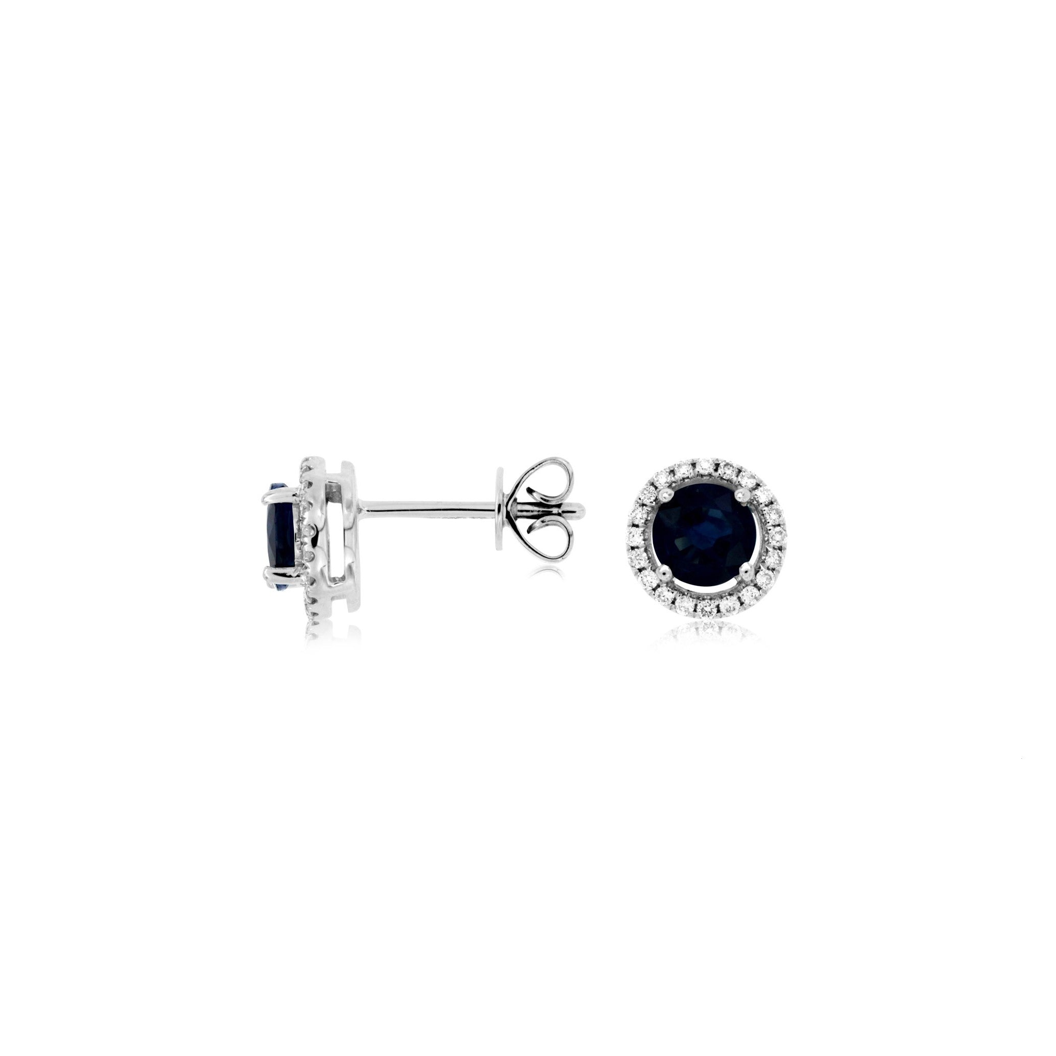 14K White Gold Sapphire & Diamond Earrings – Symmetry Inc.