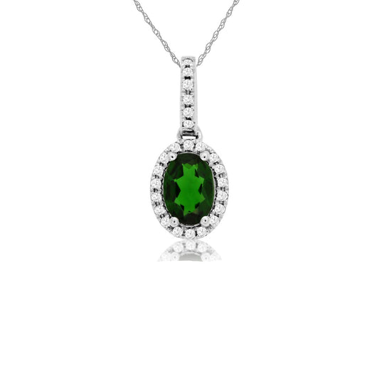 14K White Gold Russalite & Diamond Pendant