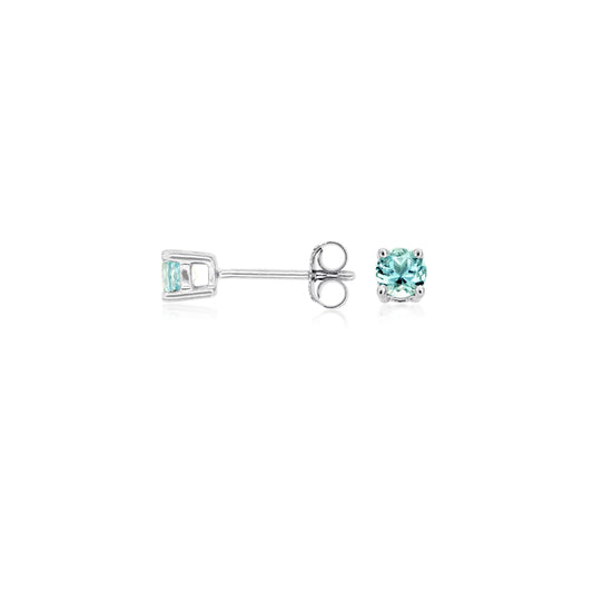 14K White Gold Aquamarine Post Earrings