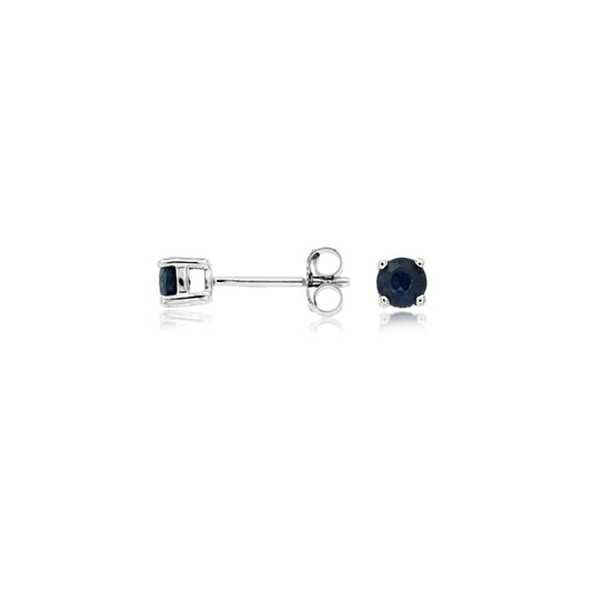 14K White Gold Sapphire Post Earrings