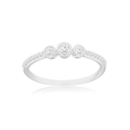 14K White Gold Petite Diamond Ring