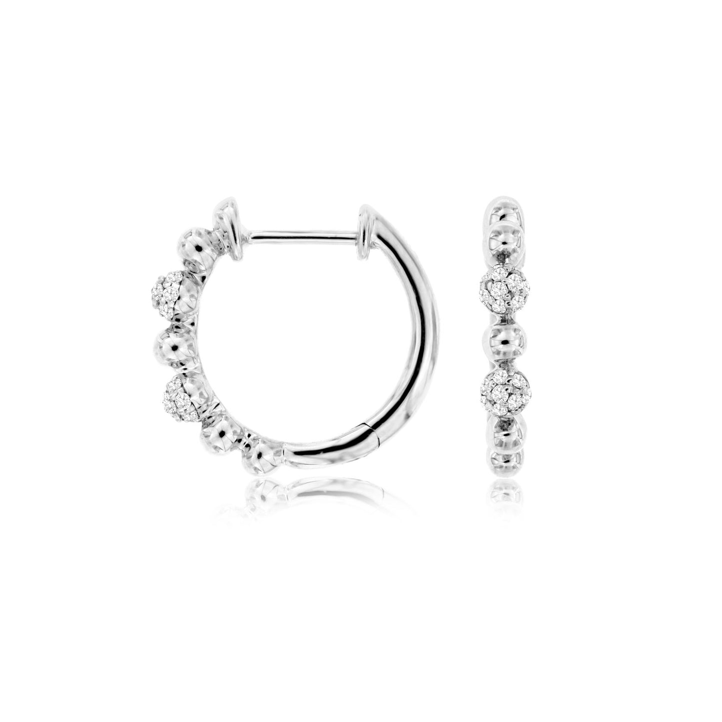 14K White Gold Petit Diamond Hoop Earrings