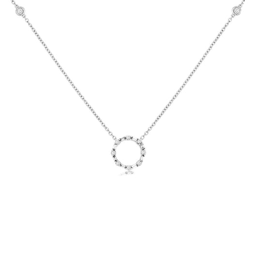 14K White Gold Diamond Circle Pendant