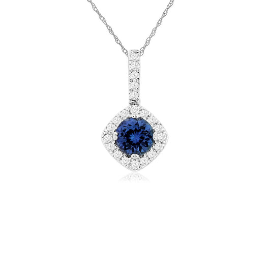 14K White Gold Tanzanite & Diamond Pendant