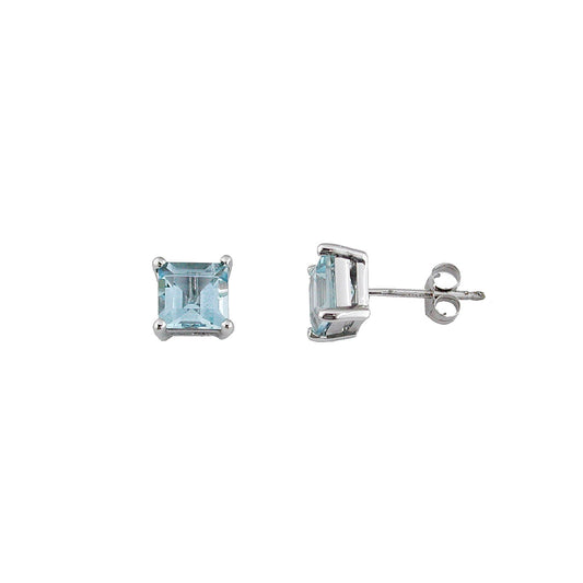 14K White Gold Aquamarine Post Earrings