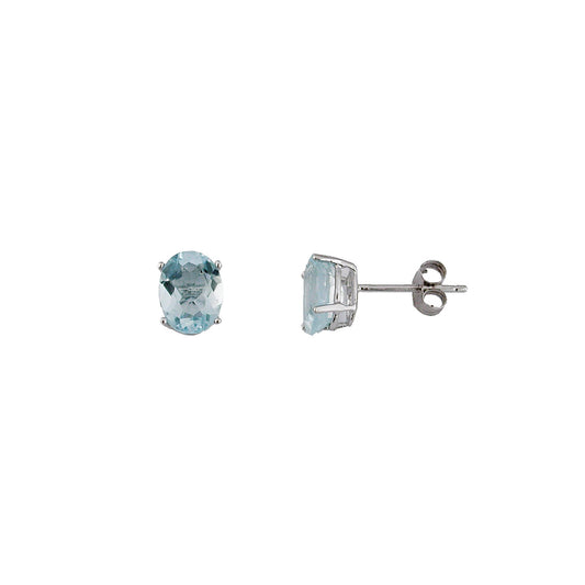 14K White Gold Aquamarine Post Earrings