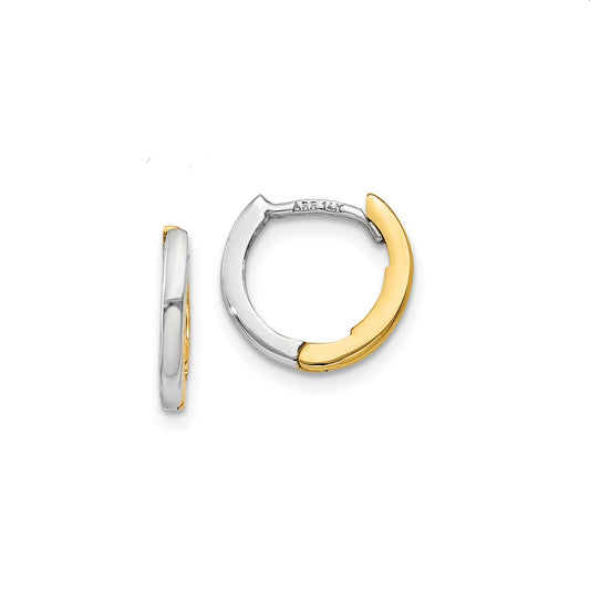 14k Gold 7mm Reversible Two-Tone Mini Hinged Hoops