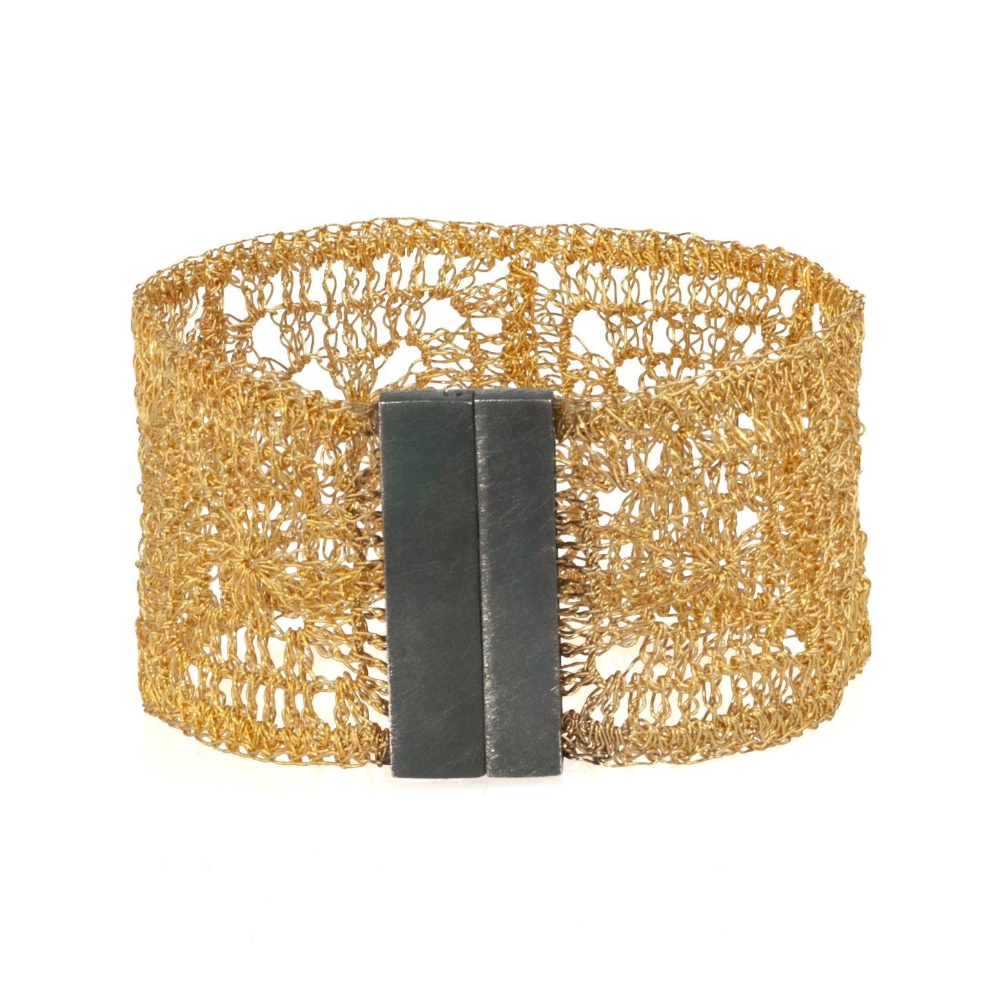 Mysterium Collection Black and Gold Wide Crochet Bracelet