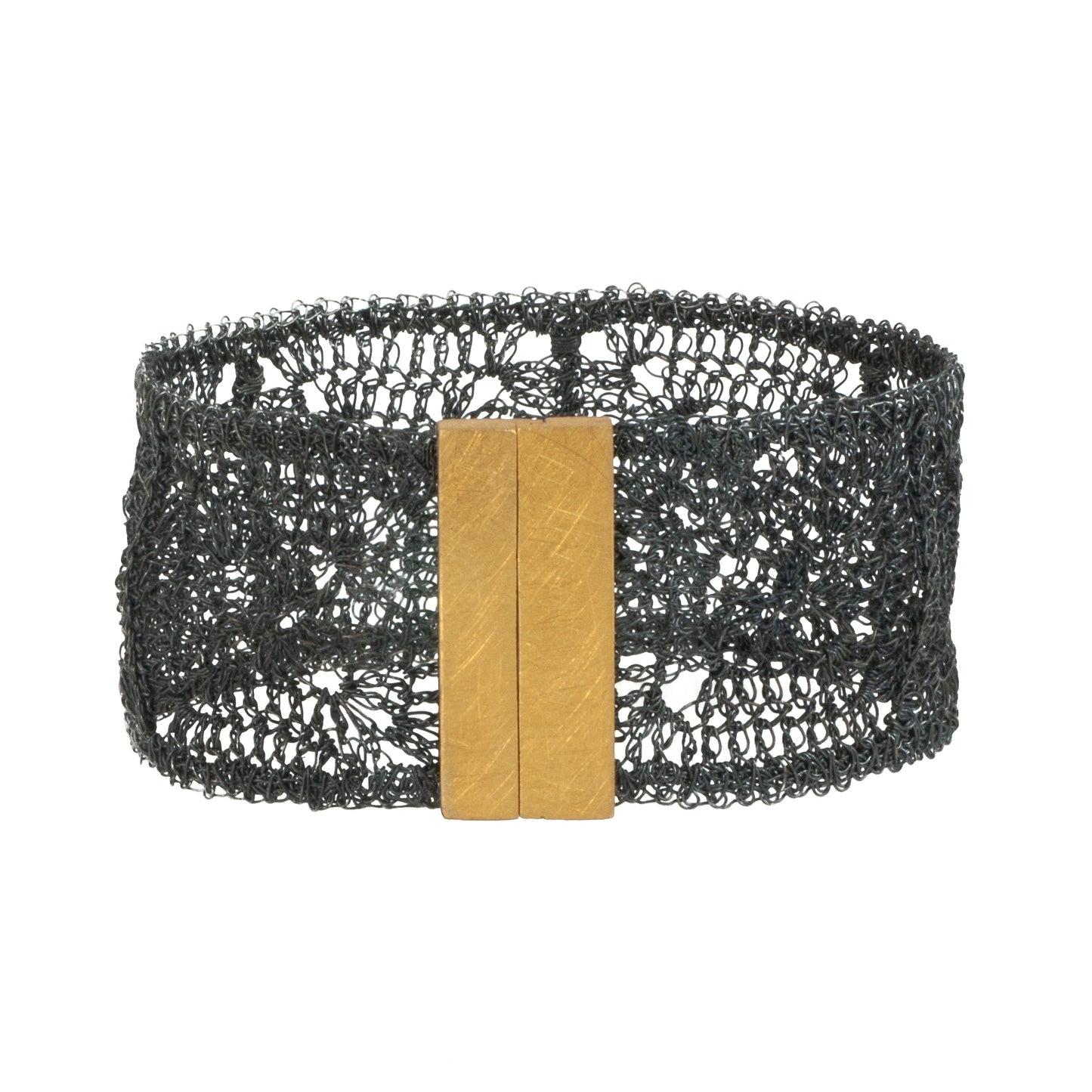 Mysterium Collection Black and Gold Wide Crochet Bracelet