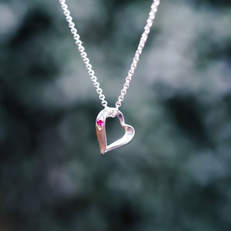 Tim & Mabel Open Heart Ruby Necklace