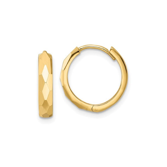 14k Yellow Gold Textured Hinged Hoop Earrings